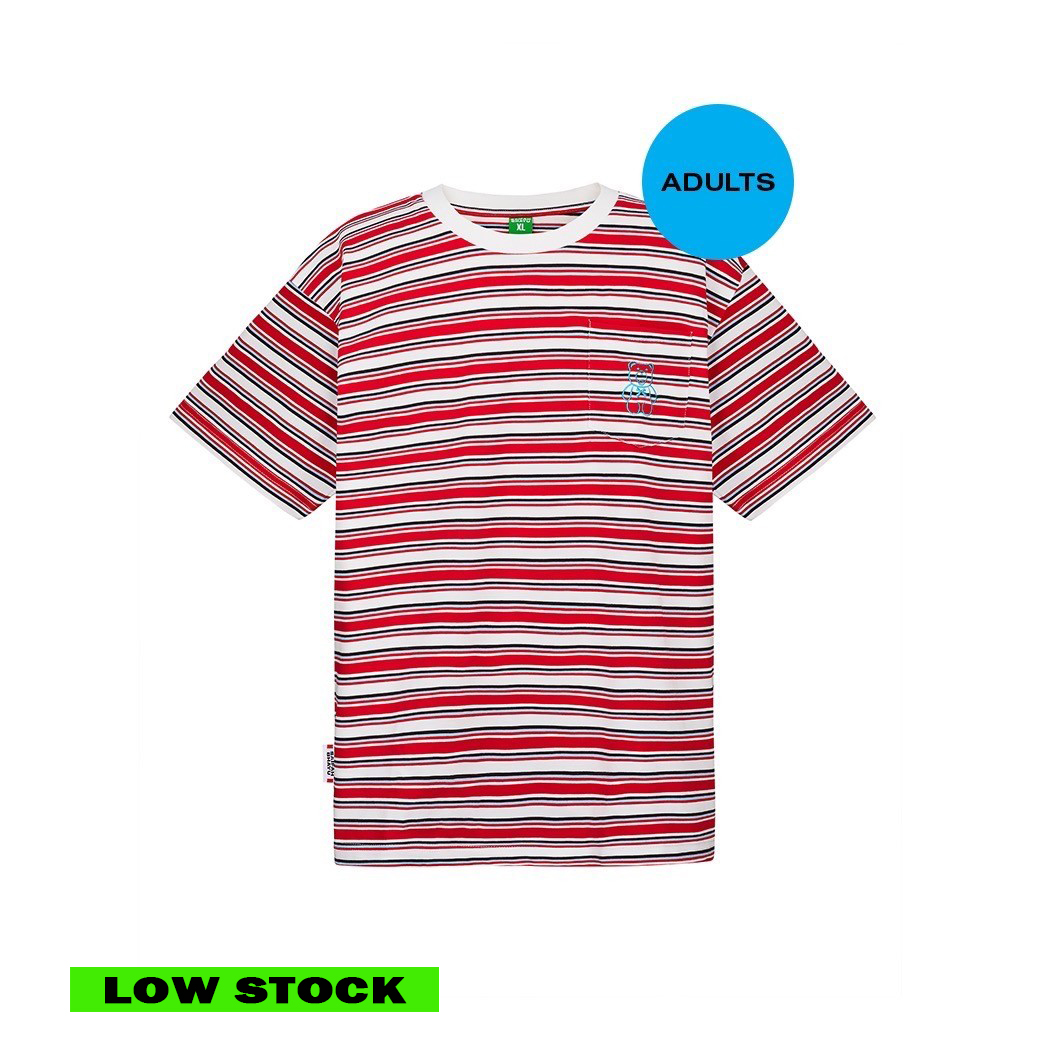 MULTI STRIPED JERSEY T-SHIRT - RED (ADULTS)